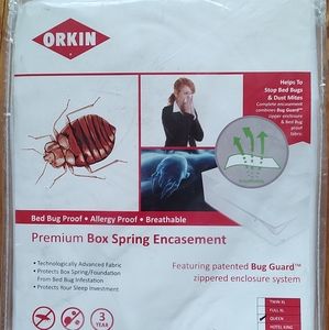 ORKIN Premium Box Spring Encasement Case Cover Queen Bed Bug White